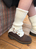 Woody wood button knit leg warmers