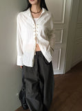 Tornet Western Eyelet String Slit Cotton Long Sleeve Shirt