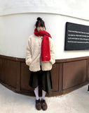 Mutton color matching knit muffler