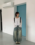 [unisex] Zenly Curve Denim Balloon Pants