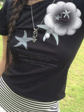 Pussy Starfish Printing Slim Short Sleeve T-Shirt