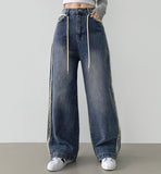 Side Surgery Point Hip Point Long Wide Denim Pants