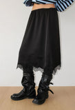SATIN LACE MIDI SKIRT