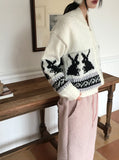 [Wool 10] Bernese rabbit knit zip-up cardigan