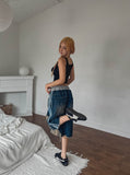 Banding Track Damage Bermuda Denim Pants