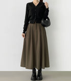 Hepburn A-Line Flare Fit Pin Tuck Banding Long Skirt