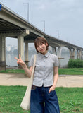 Cookel seersucker check short sleeve shirt