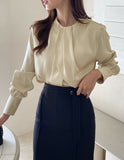 Atte Satin Pin-Tuck Blouse