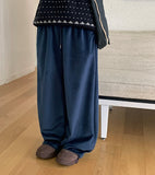 [BAONHAUS] Silmon velvet banding wide pants