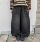 Kims Side Pintuck Denim Wide Pants