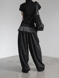 Curved Balloon Pleated Wrap Slacks