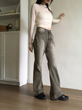 Dockin Vintage Washing Gray Long Bootcut Denim Pants
