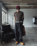 Dove raw fabric balloon wide pants