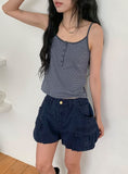 Kasumi Stripe Color Matching Button Sleeveless