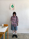 [unisex] Kidou Check Short Sleeve Over Shirt