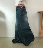 Kitona Cut Washing Denim Wide Pants