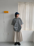[unisex] Zindi Check Over Short Sleeve Shirt