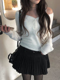 Krang Wool Pleated Mini Belt Skirt