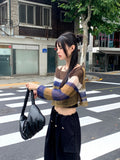 Minut two-way button strap long wide slacks