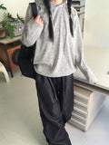 Onbee Shoulder Silt String Boxy Long Sleeve Hoodie