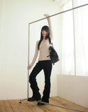 [MADE] Newbe Lace Point Button Ribbed Long Sleeve T-Shirt