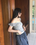 Kiha lace see-through puff crop short-sleeve T-shirt