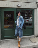Evergreen cool denim biker jacket