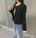 Tweed Round Silver Button Jacket