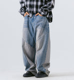 Cut Line Washing Denim Balloon Pants