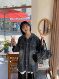 [unisex] Ryuhu Vintage Denim Hood Short Sleeve Shirt