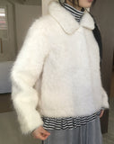 Bnet round button fur short jacket coat