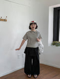 Colmen Stripe Hood Crop Short Sleeve Tee