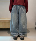 Dronghin Dart Washing Denim Wide Pants