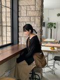 Cotina V-neck Slit Cable Knit