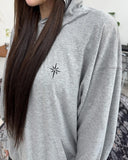 Lock embroidery hooded long sleeve