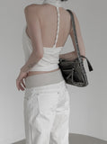 Braided Backless Cowl Neck Halter Padded Top