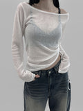 Lencheu See-Through Shirring Knitwear