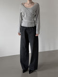 Colin V-neck Wrap Button Wool Knit