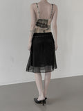 Sheer Chiffon Layered Midi Skirt