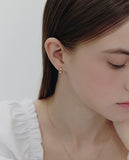 Champagne Full Moon Silver Grip One-Touch Earrings S