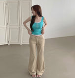 Unique Back Pocket Fluffy Span Cooling Bootcut Pants