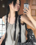 Limit string frill sleeveless mini one piece