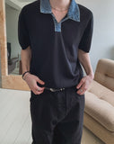 Vice Denim Collared Short Sleeve Knit