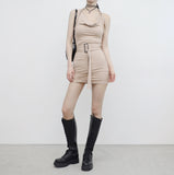 Babinyu String Halter Shirring One Piece (Belt Set)