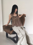 [MADE] Ferran chiffon shirring button sleeveless blouse