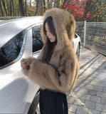High Quality Egg Big Hood Crop Hip Mood Fur Jacket