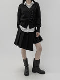 Mink wrap unbalanced miniskirt