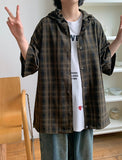 Bemer Check Cap Hood Short Sleeve Shirt