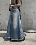 Haul Damage Washing Denim Long Skirt