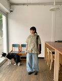 Kuhaka carpender washed light blue wide denim pants